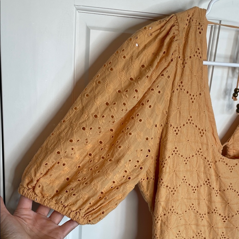 Harni Women’s Mae Embroidered Eyelet Midi Dress Sz M Boho Prairie Peasant - Picture 4 of 15